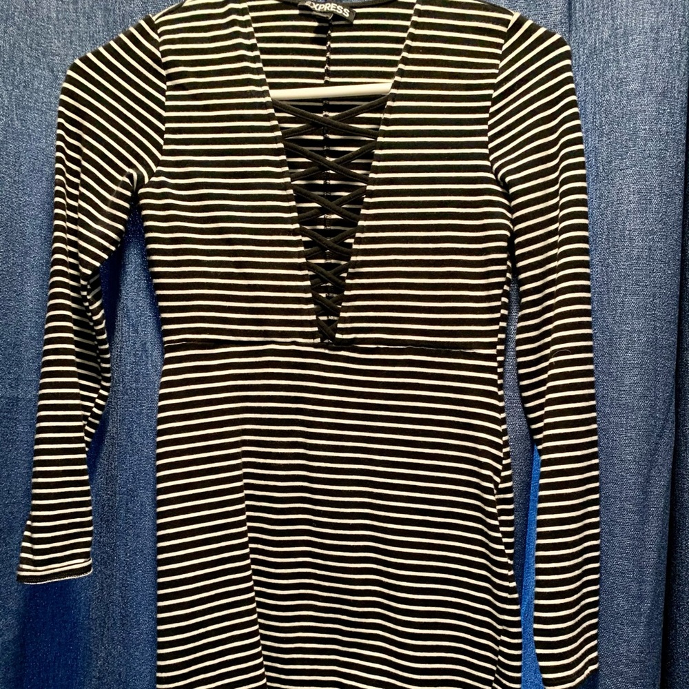 Express Bodycon Striped Dress XS